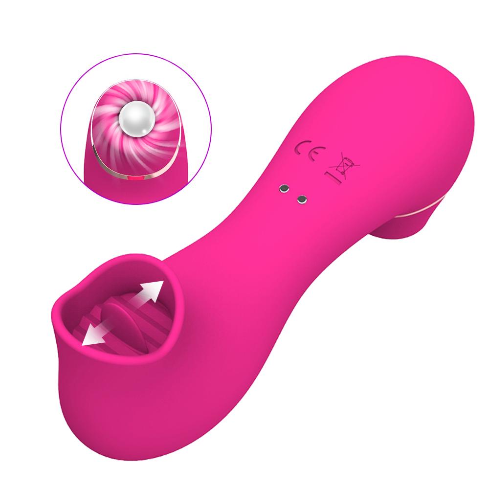 2-in-1 Sucking Vibrator with Tongue Licking 10 Modes Vagina Clitoris Stimulator Oral Sucker Erotic Sexy Sex Toy for Women