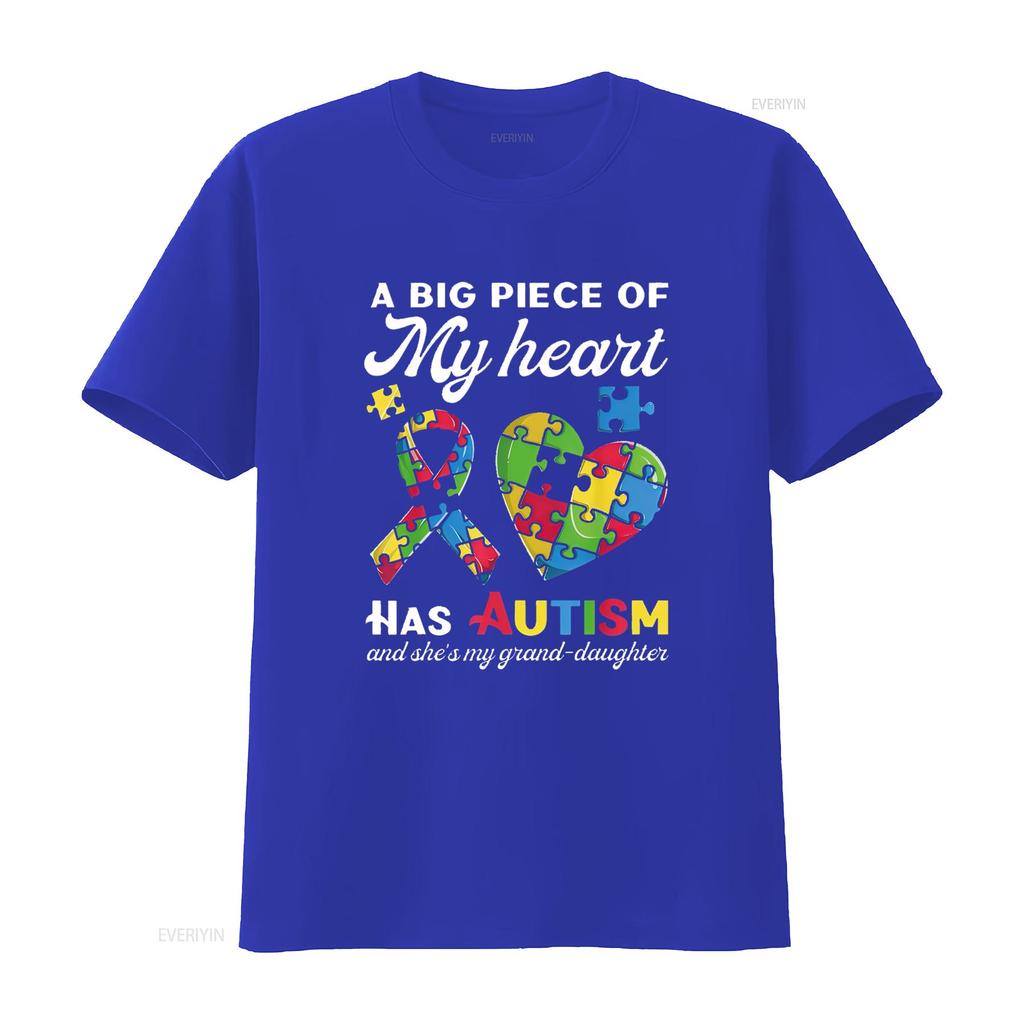 Autism Granddaughter Grandma Grandpa A Big Piece Of My Heart T Shirt vintage Washed Stretched graphic Soft Versatile Casual