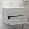 VidaXL Meuble Lavabo avec Bassin Intégré Armoire de Lavabo Rangement Meuble de Salle de Bain Intérieur Sonoma Gris Bois 3120180