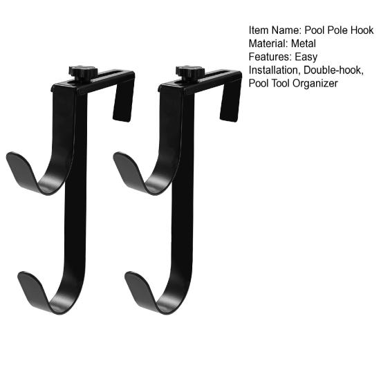 2 Pcs Adjustable Pool Fence Hooks Double-Hook Pool Fence Hanger Heavy Duty Fence Hooks for Pool Poles Hose Pool Skimmer