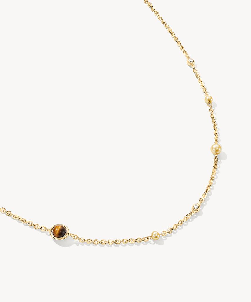 Lola Rose Heliocentric Tiger Eye Freshwater Pearl Chain Necklace
