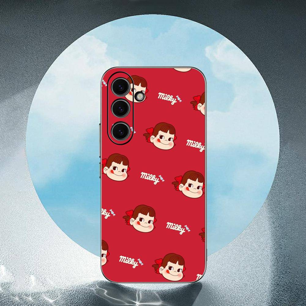 Cartoon Fujiya Peko Milky Girl Boy For Samsung Galaxy S23 S24 S25 Ultra S22 Plus S21 Black Soft Case Waterproof Soft Case