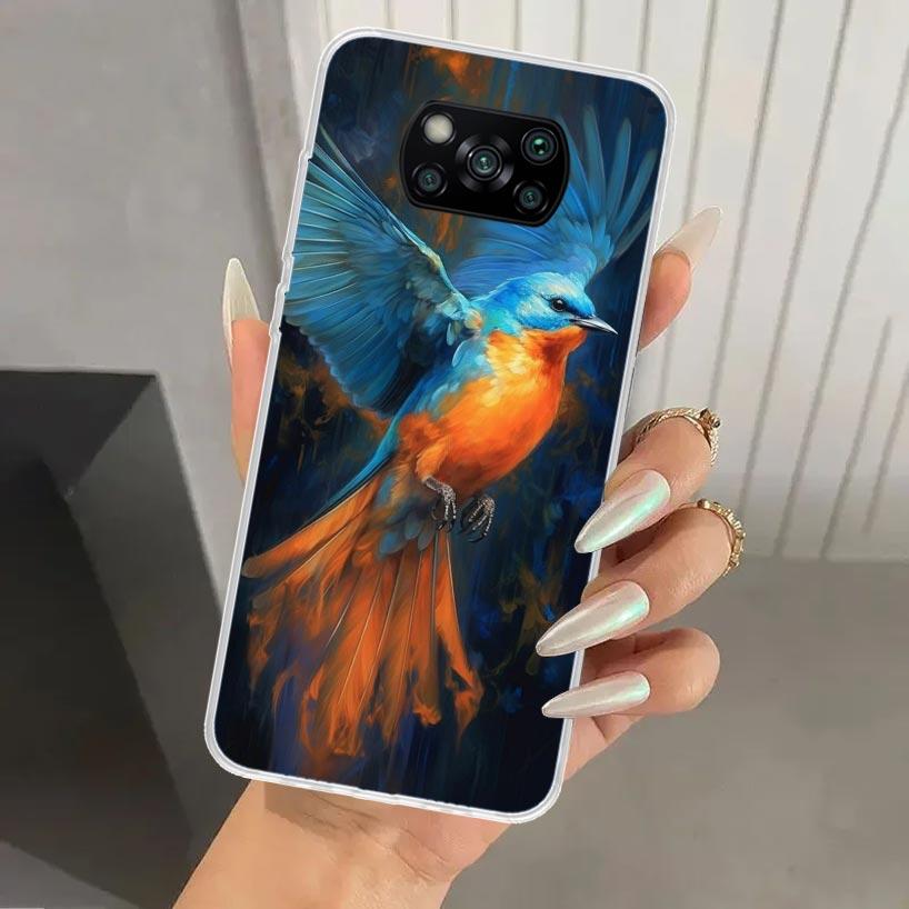 Масляная живопись животных Чехол для телефона с птицами для Xiaomi Poco X5 X6 X7 Pro F7 Ultra M7 Redmi 15 15C 13 13C 12 12C 10 10A 10C 9 9A 9C 9T Sh