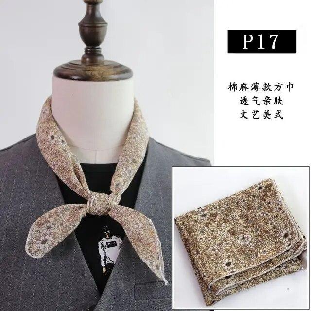 Cotton and Linen Men's Artistic Retro Scarf Korean Spring Autumn Winter Scarf Hip Hop Street Style Scarf Small Square Towel