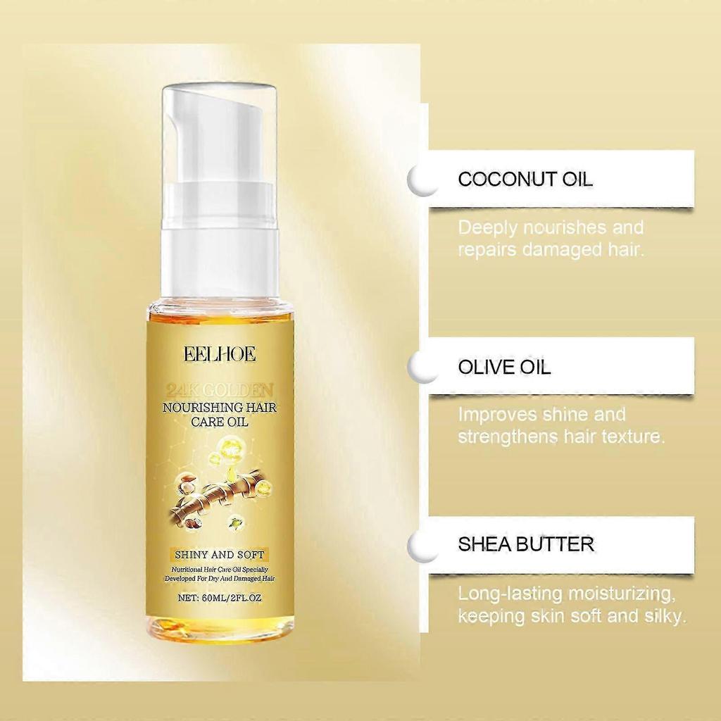 24k Gold Hair Care Essential Oil Moisturizes And Soften Hair And Scalp Care Moisturizing Hair Nourishing Essential Oil