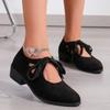 2024 Hot Sale Women's Shoes Lace Up Women's Pumps Autumn Pointed Toe Shallow Solid Outdoor Casual Chunky Heels Large Size Shoes