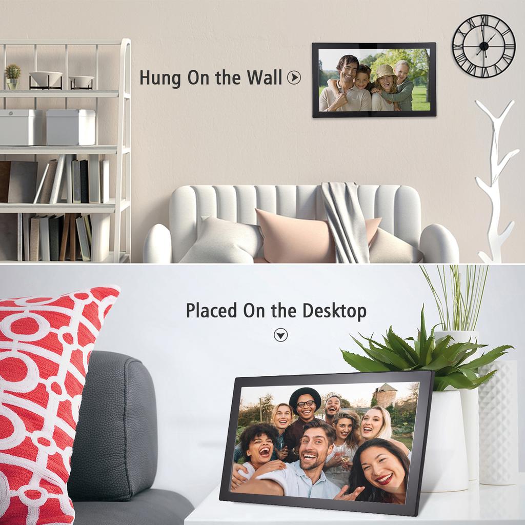 21,5-дюймовая цифровая фоторамка с Wi-Fi, облачная цифровая фоторамка, IPS-экран, сенсорное управление, 16 ГБ
