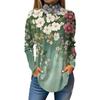 Women's Fashionable Casual High Neck Printed Long Sleeve T-Shirt Pullover Top