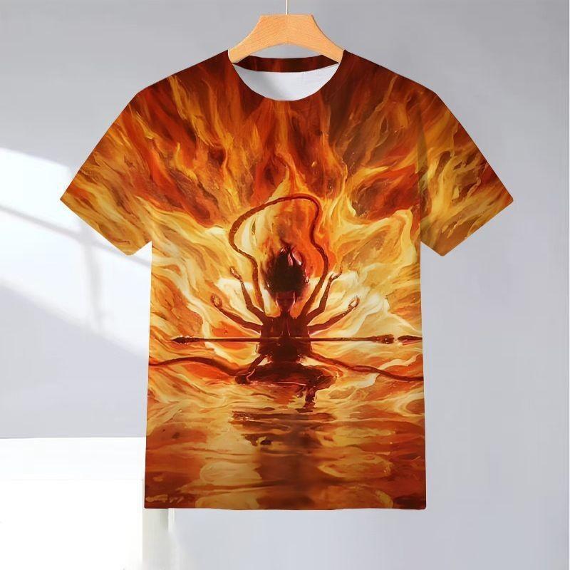 Футболка для мужчин и женщин, детская, Nezha's Demon, детские, мужские и женские футболки с изображением моря, летние футболки с 3D-печатью, короткий рукав, мужская одежда