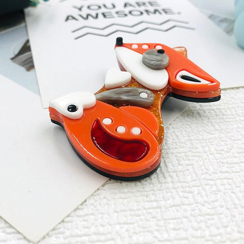 Blucome Acrylic Animal Brooch Lovely Fox Corsage for Women Girls Coat Hat Hijab Pins