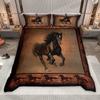 Homewish Galloping Horse Duvet Cover Set 2pcs/3pcs, Farmhouse Animal Bedding Set, Rustic Lodge Cabin Comforter Cover Set