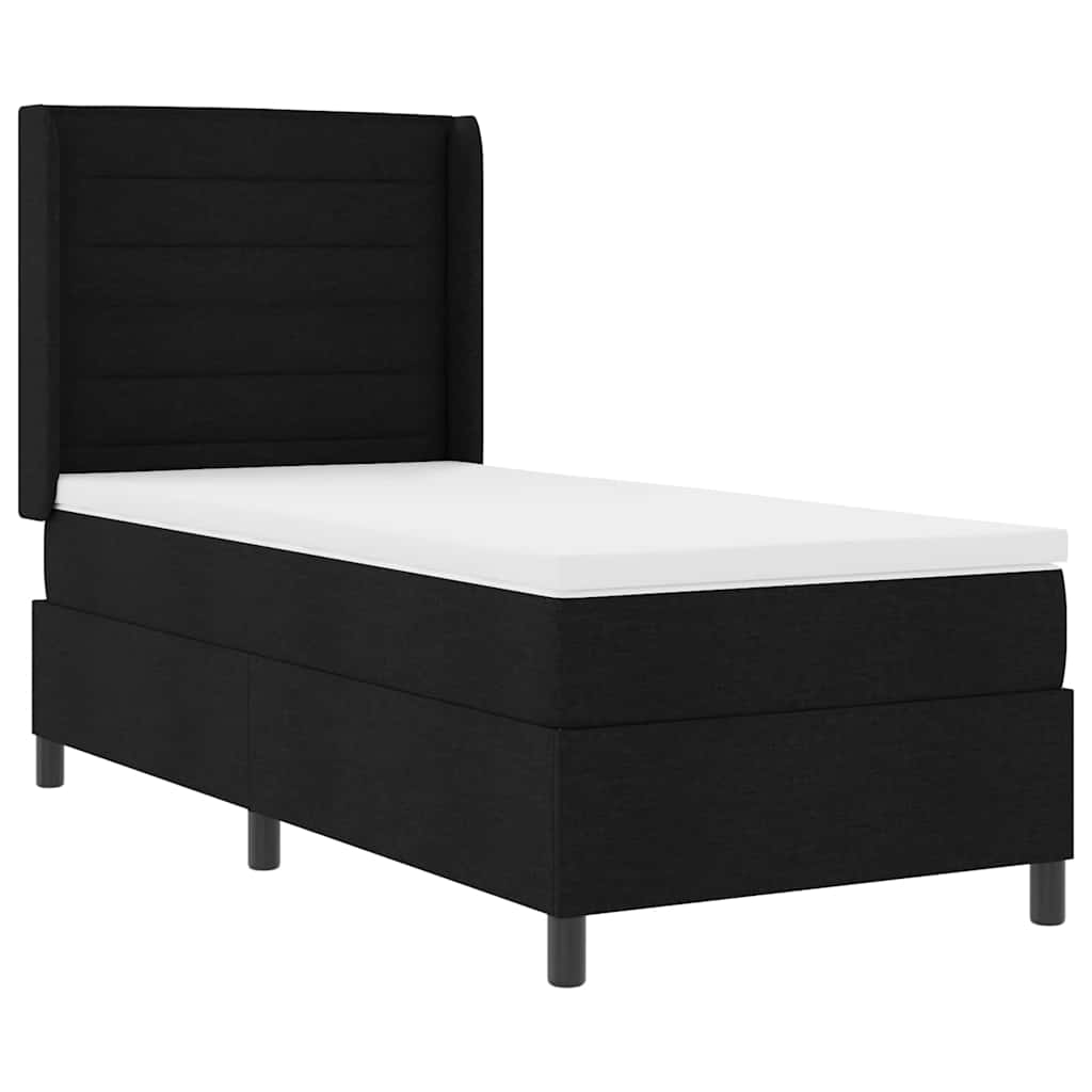 Box Spring Bed with Mattress Black 190 x 90 cm Fabric