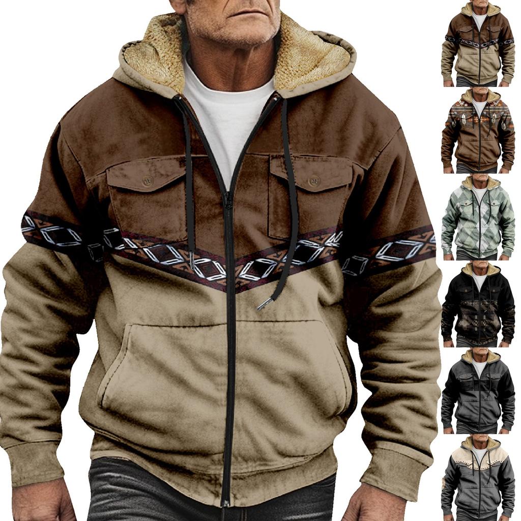 Мужская утолщенная куртка на пуговицах с двойным карманом и карманной вставкой, хлопковая куртка