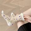 New Autumn and Winter Women Socks Floral Print Vintage Middle Tube Socks Japanese Fashion Harajuku Retro Sweet Girl Ruffle Socks