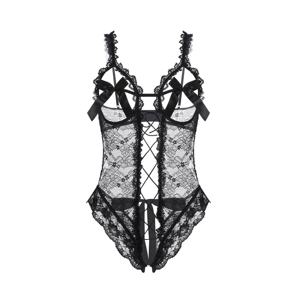 Women's Lace Sheer Fitted Comfy Bodysuit Costume Set