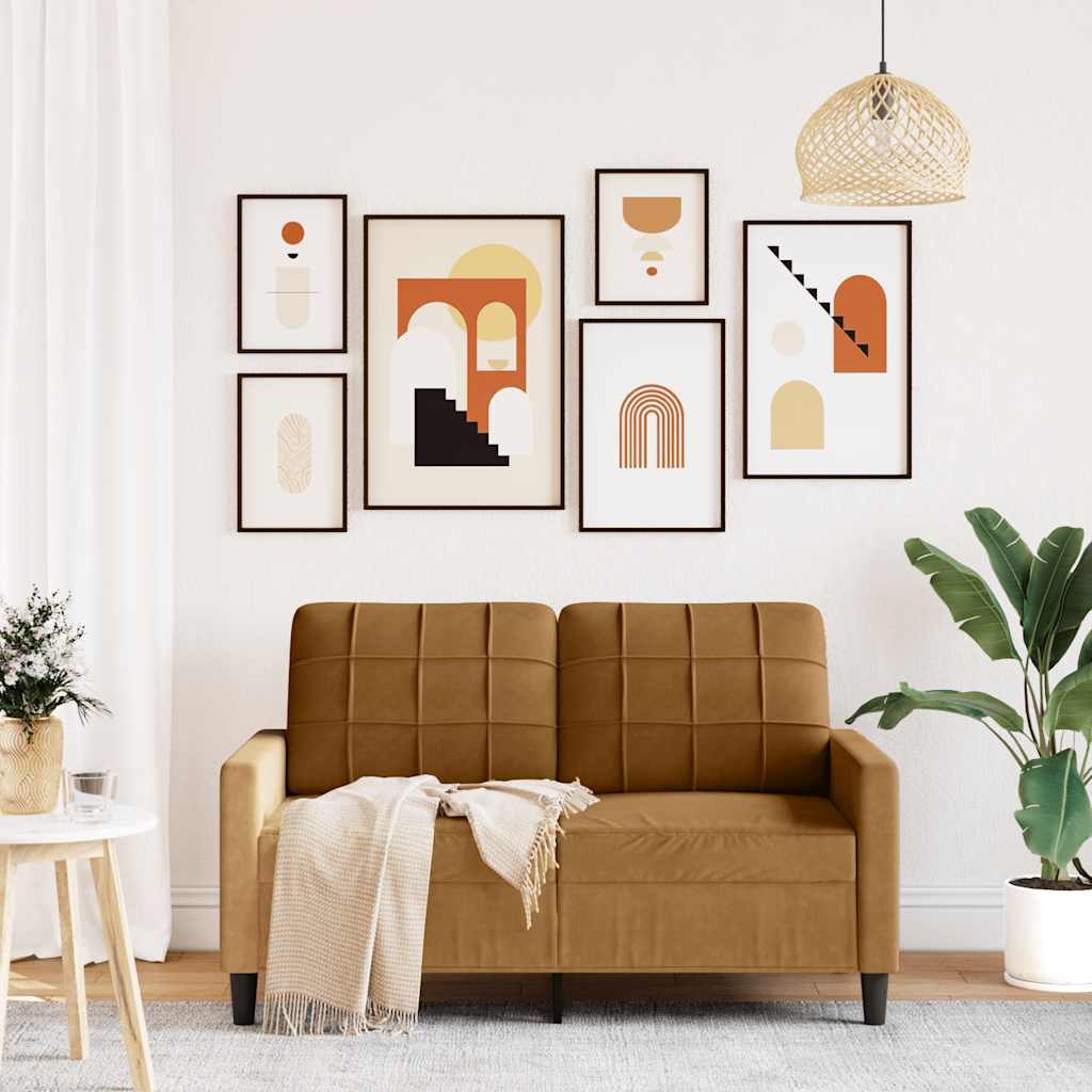 2 Seater Sofa Brown 120 cm Velvet