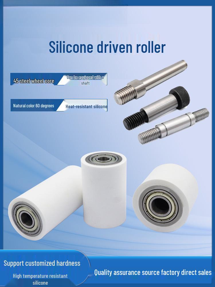 60° Soft Silicone Roller with Double Bearing: High-Temp Resistant Shock Absorbing Rubber Coated Wheel