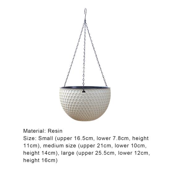 Подвесная корзина для цветов, имитация сот, самопоглощение воды, водонепроницаемая уличная вешалка для растений из смолы для сада
