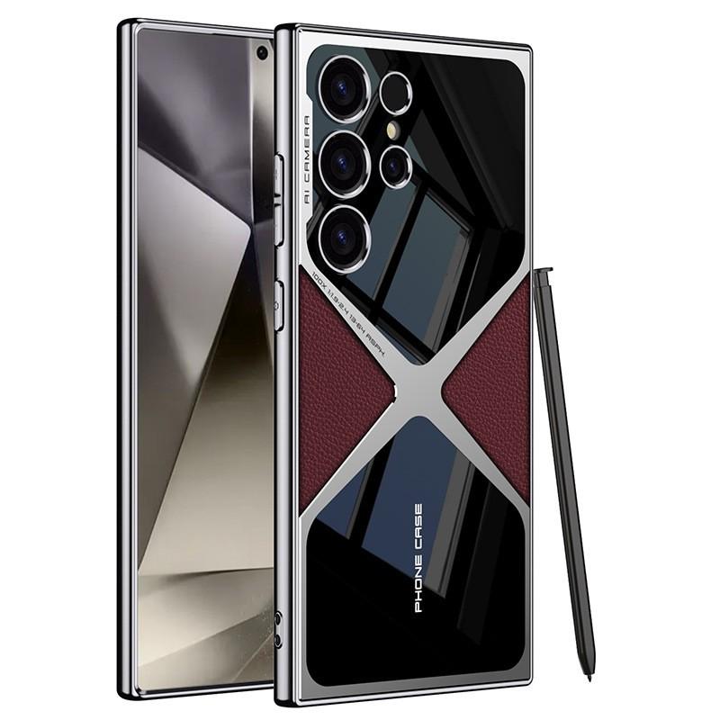 Premium Electroplated Vegan Leather Phone Case Galaxy S26 Ultra S25 S24 With Magnetic Mount Shockproof