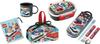 Skater Tomica 25 Антибактериальный Безопасный для посудомоечной машины Ланч-бокс с мягкой крышкой и плотным прилеганием Овальный ланч-бокс 360 мл Набор Трио Чашка Чашка Сумка Сумка на шнурке для ланча Рабочая машина