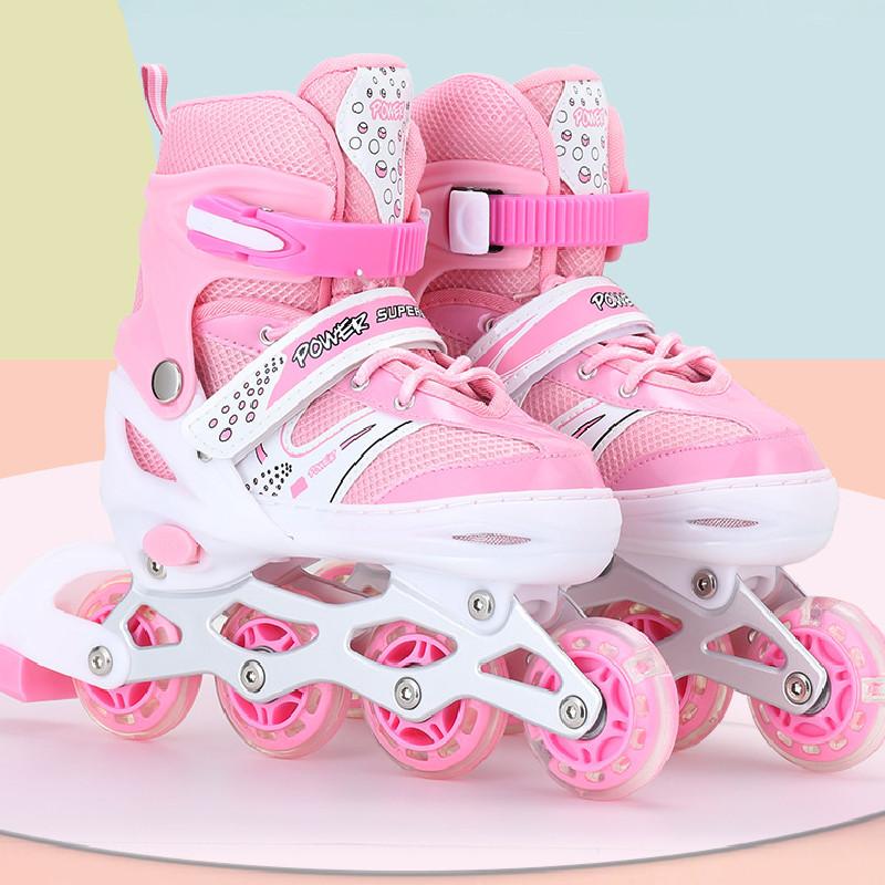 Роликовые детские регулируемые ботинки с сетчатой тканью, ПВХ колеса для игры на улице