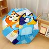 Bluey Print 8?Ribs Automatic Umbrella Wind Resistant Lightweight Folding Umbrella For Outdoor Travel