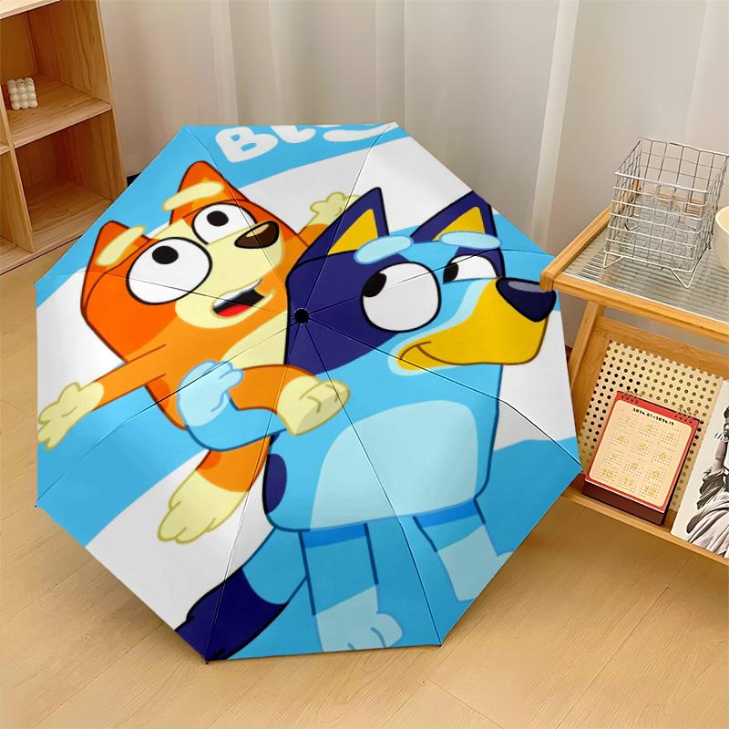Bluey Print 8?Ribs Automatic Umbrella Wind Resistant Lightweight Folding Umbrella For Outdoor Travel