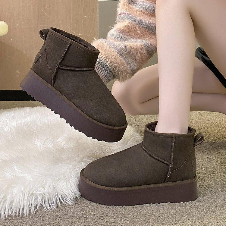 Large Size Snow Boots for Women's Winter New Leopard Print Velvet Thickened Warm Retro Snow Boots for Women