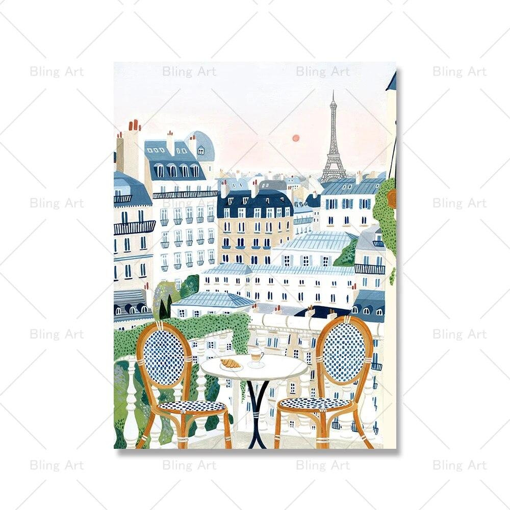 Nordic Vintage Travel City Poster Paris Lisbon Japan Landscape Art Canvas Painting Housewarming Gift Wall Pictures Home Decor No Frame