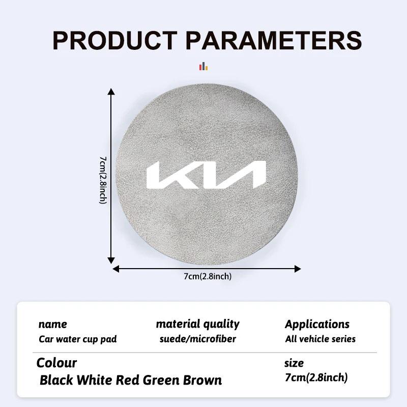 JUNT9 2Pcs Car Suede Coaster Anti-Slip Water Cup Pad Accessories For KIA EV6 Stinger RIO Sorento Picanto Ceed Borrego Syros K4 K5 Sone