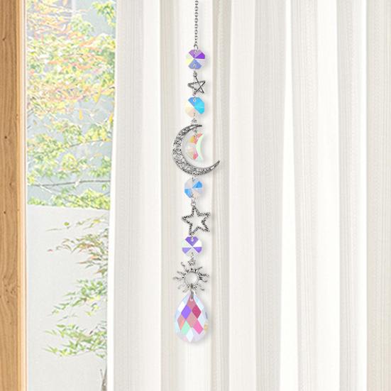 Stars Moon Sun Catcher Hanging Planets Ornament Prismatic Sun Catcher Rainbow Maker for Outdoor Garden Home Wall Decoration