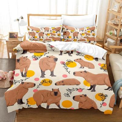 Комплект постельного белья Kawaii Capybaras Single Twin Full Queen King Size Комплект постельного белья Aldult Kid Bedroom Duvetcover Sets 3D bed cover set