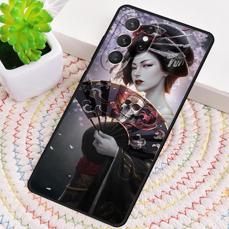 Японская гейша Роскошный силиконовый чехол для телефона для Samsung Galaxy note 10 pro S26 S25 S24 S23 S22 S21 Plus S25Ultra Capa Cover