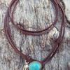 Богемское бирюзовое ожерелье-подвеска, кожаный шнурок, этнические украшения, подарок, многослойный чокер для женщин