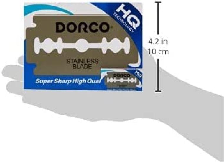 Dorco Сменные Новые Платиновые Совместимые и для Прямого Бритья Нержавеющая Сталь ST-300 Двусторонние Лезвия, Упаковка 100 шт., Покрытие, Двусторонние