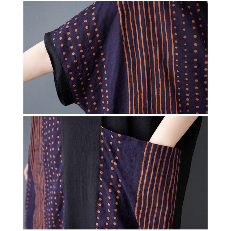 Dimanaf New 2025 Women Summer Plus Size Dress Loose Dot Printing Pocket Basic Casual Long Dress Oversized