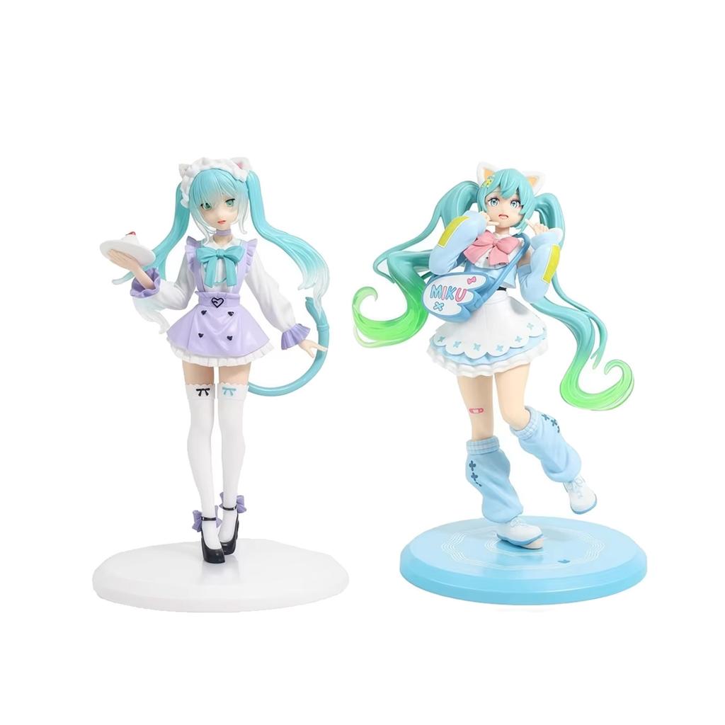 Cute Hatsune Miku Cafe Maid & Street Style Statues | PVC Anime Figures | For Desk Display Birthday Gift & Fan Present