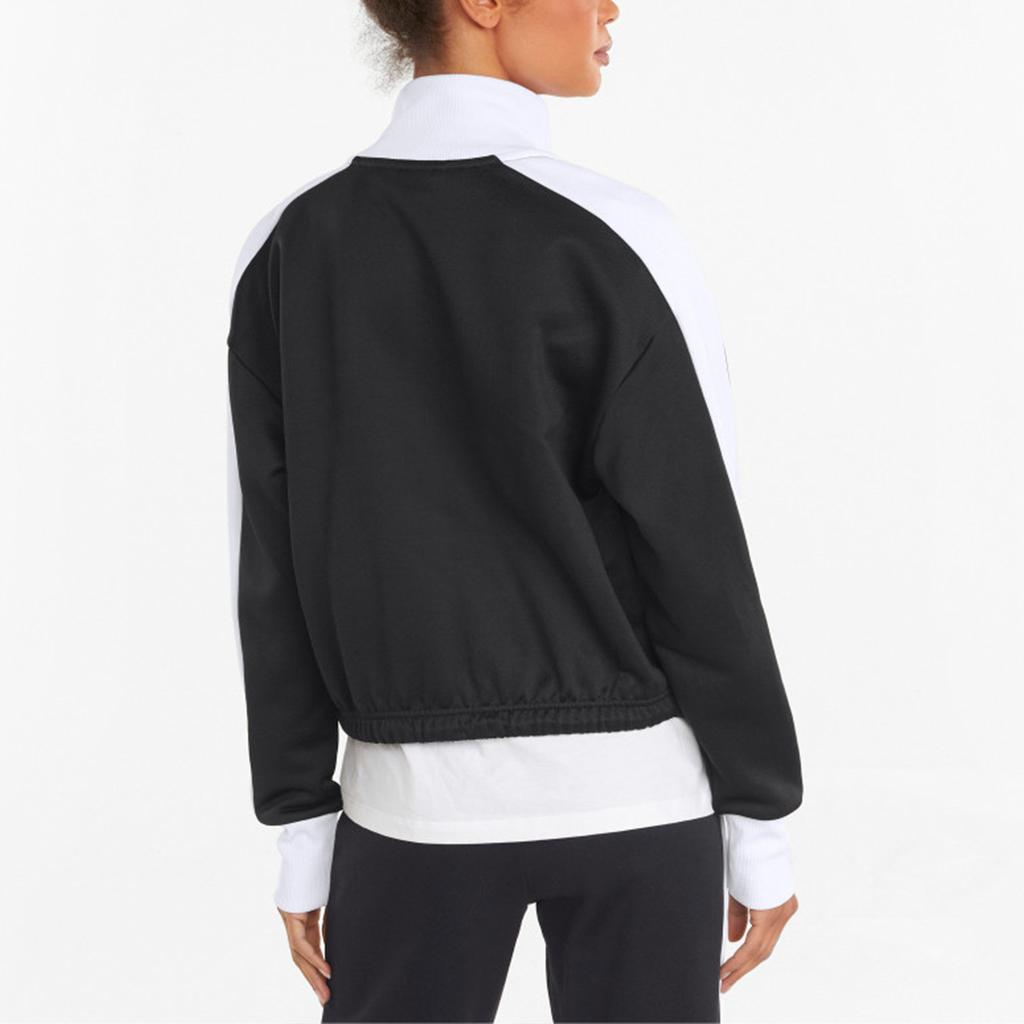 Puma Iconic T7 Crop Jacket With Embroidered Logo Color Block Retro Sports Knit Jacket Women Jacket Black 532943-01