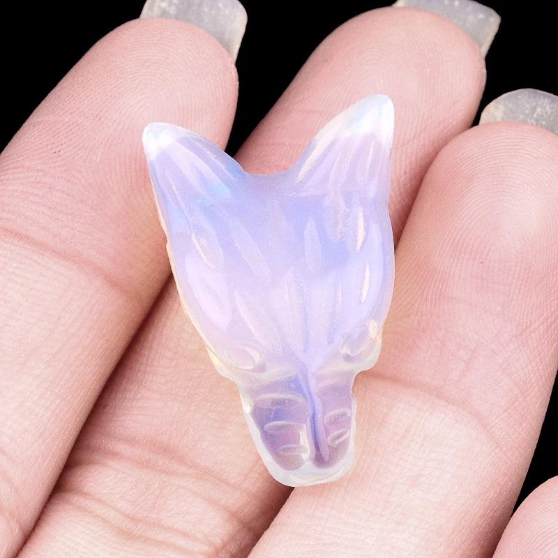 1Pc Mini Reiki Healing Crystal Carved Wolf Head Shape Ornament Decoration, Energy Natural Stone Amethyst Jade Agate Sodalite Gems Home Decor Jewelry