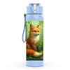 1PC Reddish Wild Fox Bust 750ml Color Plastic Sports Water Bottle Leakproof Flip Straw Lid For Sports Office Home Use