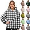 Women's Plaid Print Pullover Top Long Sleeve Sports Flannel Top