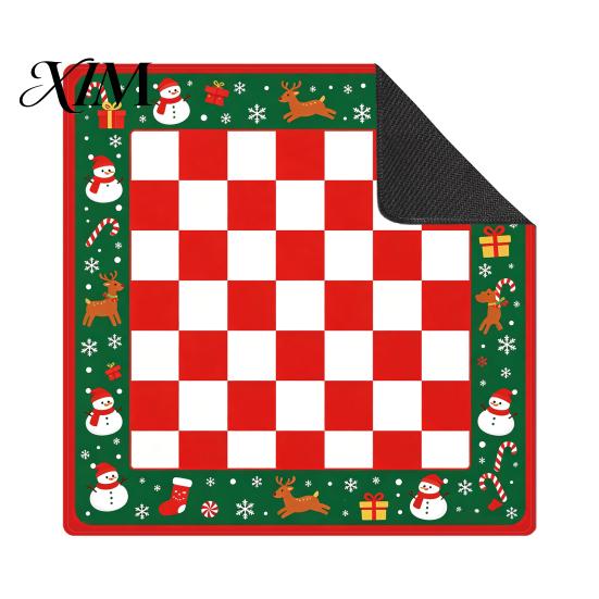 Noise Reducing Game Pad Christmas Mahjong Table Mat, Non-Slip Rubber American Reduction Poker Mat Waterproof Cover for Poker, Card, Board & Tile Games