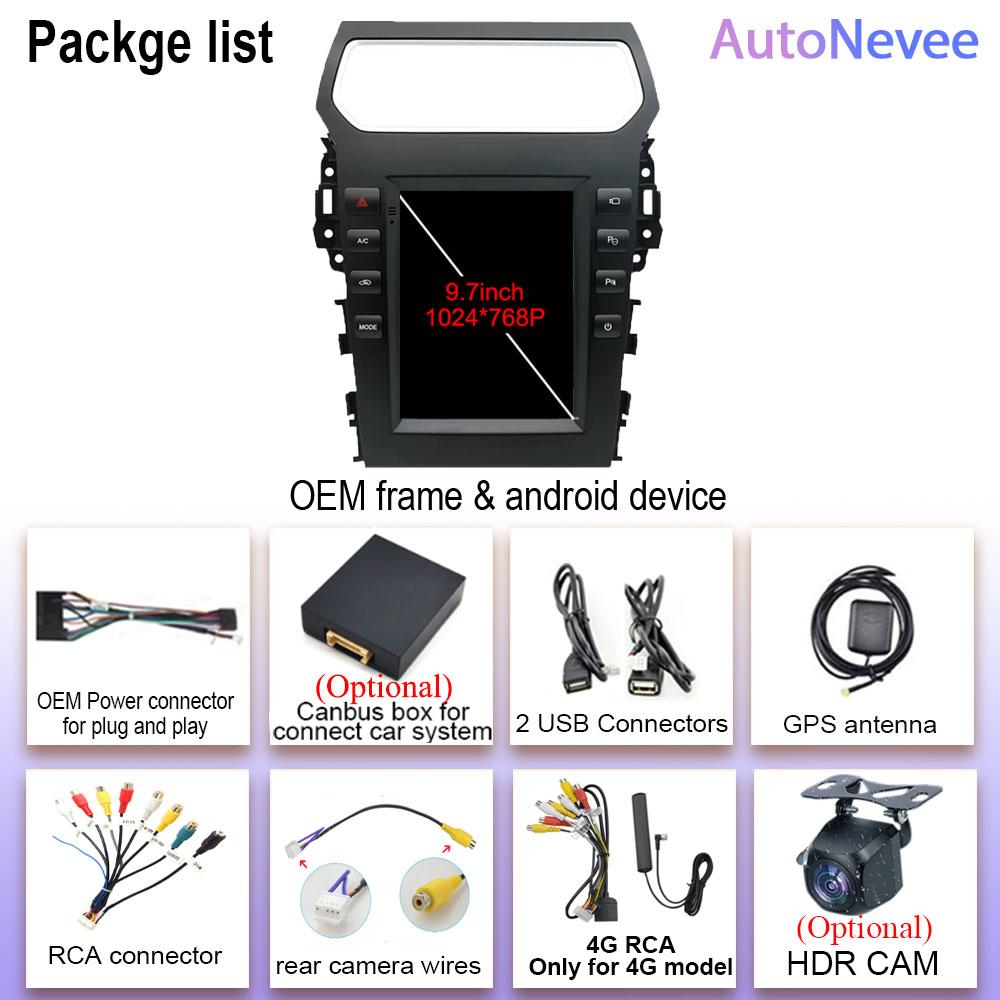 9,7-дюймовый автомобильный Android для Ford Explorer 2011-2019 Автомагнитола Высокопроизводительный процессор HDR QLED экран 5G WIFI BT Нет 2DIN