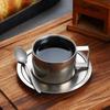 Ретро Набор Кофейных Чашек из Нержавеющей Стали с Кофейной Ложкой и Блюдцем Домашний Кемпинг Наружный Набор Чашек для Латте Молочного Чая Посуда