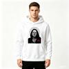 Men's Printed Pullover Hoodie, Casual Closed Eyes Figure Graphic Long Sleeve Sweatshirt for Daily Wear
