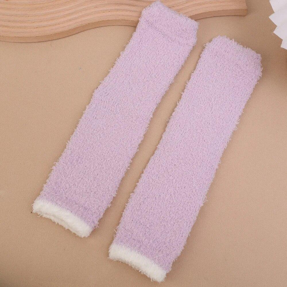 Зимняя защита колена, утолщенные плюшевые, высокоэластичные теплые ноги с рукавами, коралловый флис, морозостойкие мягкие гетры