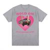 2026 Moo Deng Hold On Im Overstimulated Pink Heart Baby Hippo Funny Meme T Shirt Unisex Unisex Vintage Harajuku Cotton TShirt