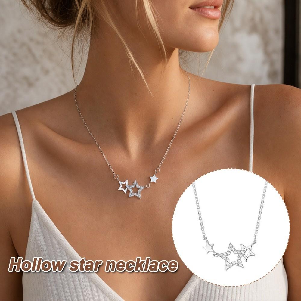 Inlaid Zircon Clavicle Chain Pentagram Shape Choker Necklaces Temperament Clavicle Necklace Gifts