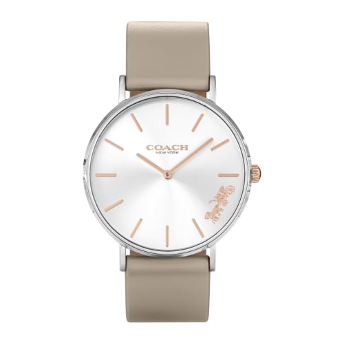 Coach PERRY Women's 36mm Silver Dial Stainless Steel Quartz Watch (14503119) In Beige