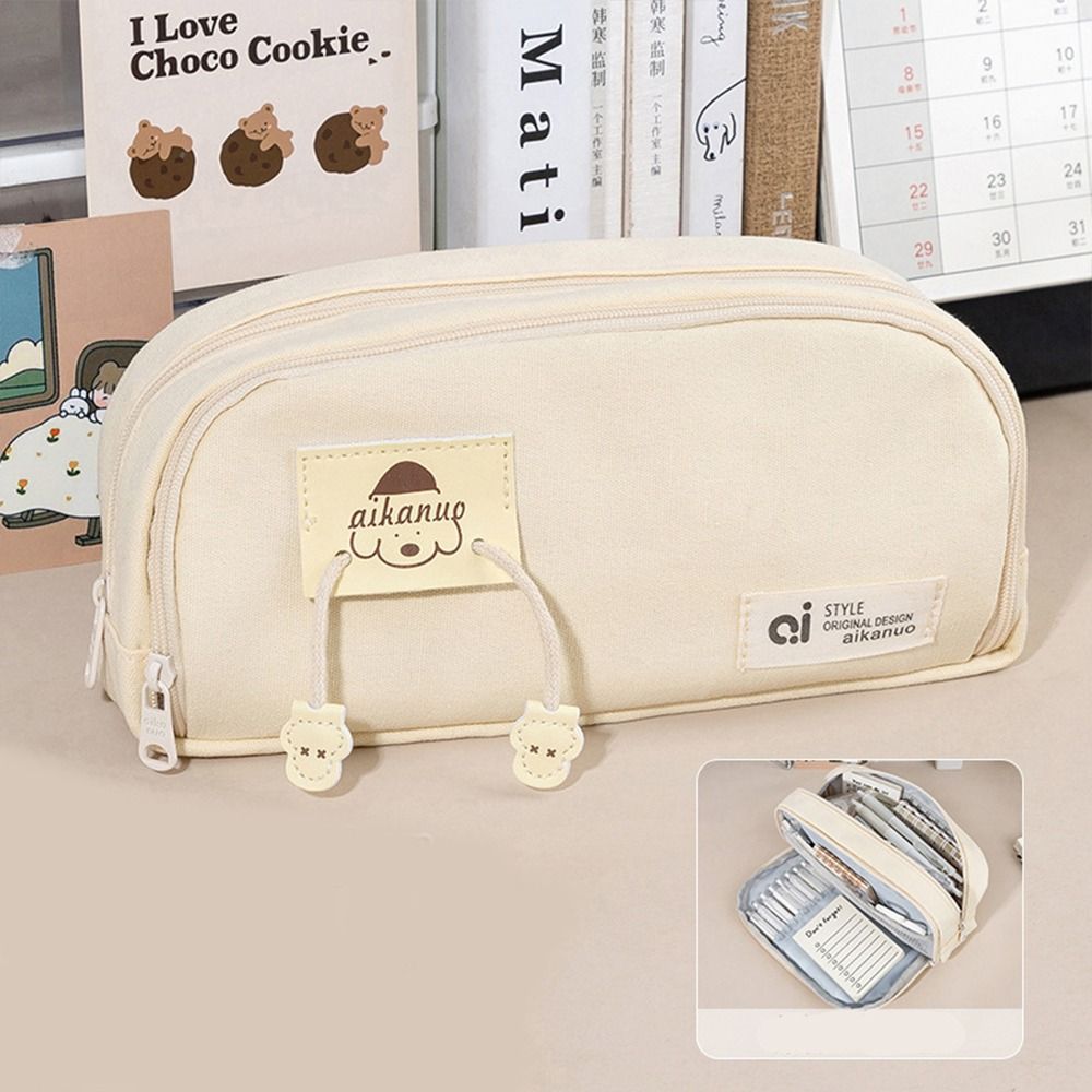 Korean Style Canvas Stationery Bag Desktop Storage Puppy Pencil Pouch School
